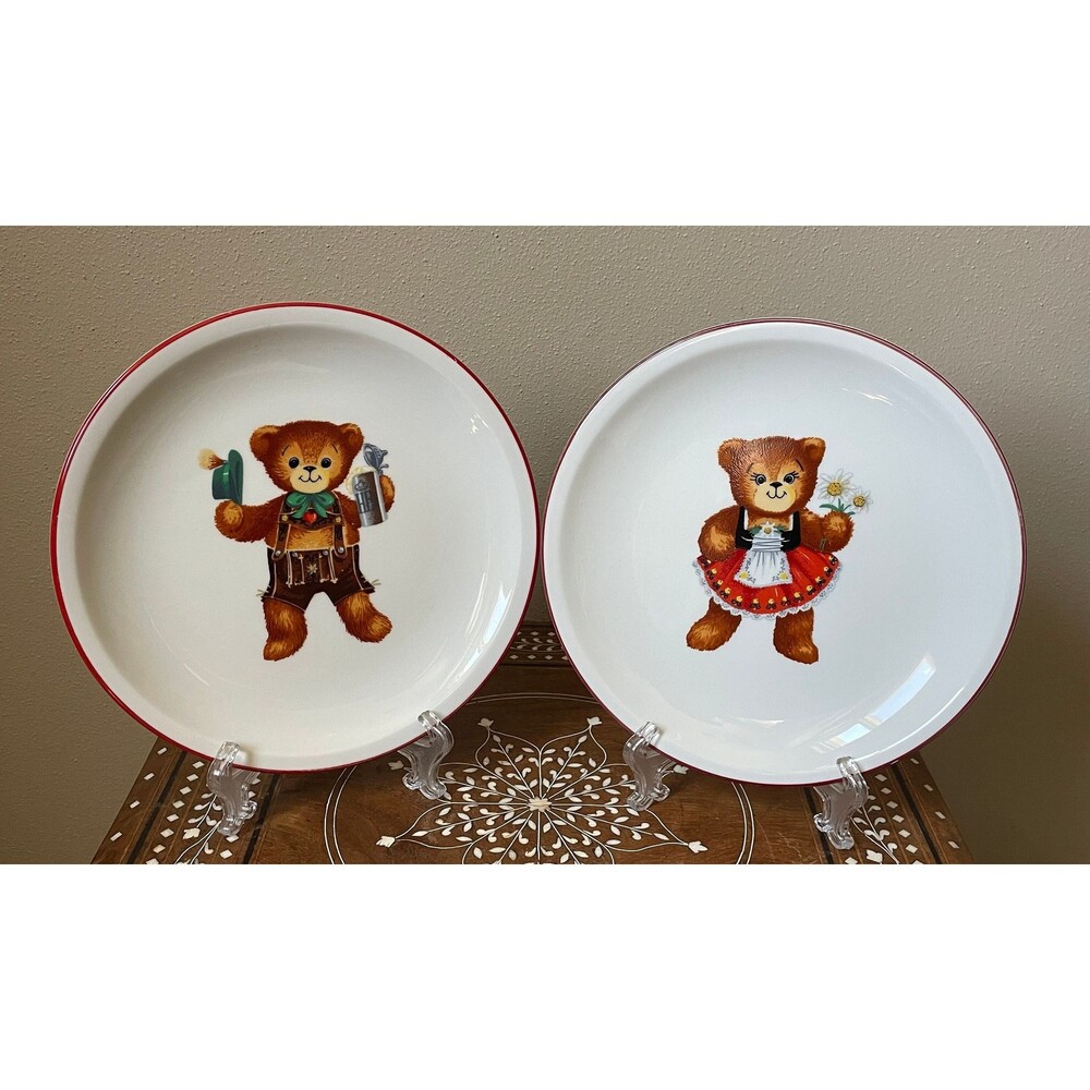 Vintage Reutter Porzellan Set Of 2 Decorative Plates Teddybears